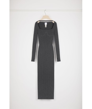 Ribbed corset maxi dress in sustainable wool blend hantent personnes