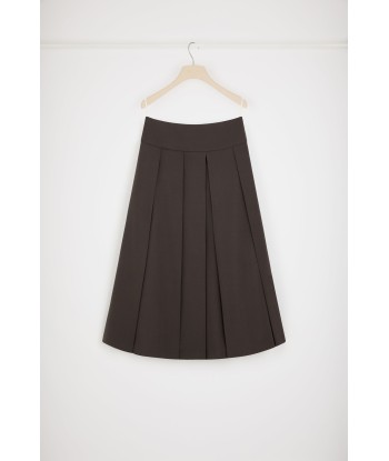 Pleated midi skirt in technical wool twill 50-70% off 