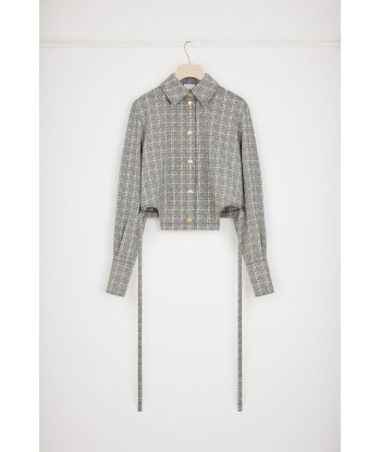 Cut-out cropped shirt in cotton jacquard en ligne