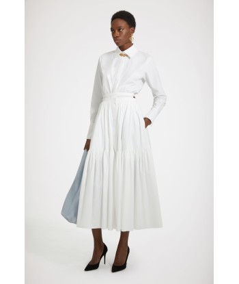 Buttoned tiered midi skirt in organic cotton acheter en ligne