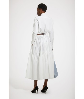 Buttoned tiered midi skirt in organic cotton acheter en ligne