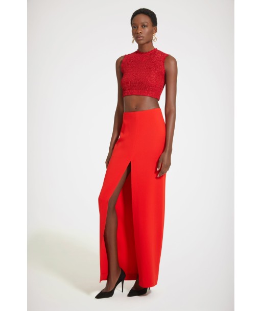 Slit maxi skirt in technical crepe basket pas cher