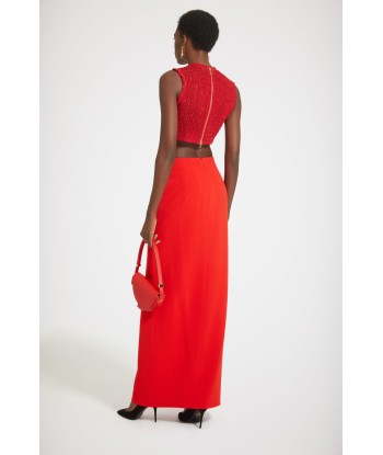 Slit maxi skirt in technical crepe basket pas cher