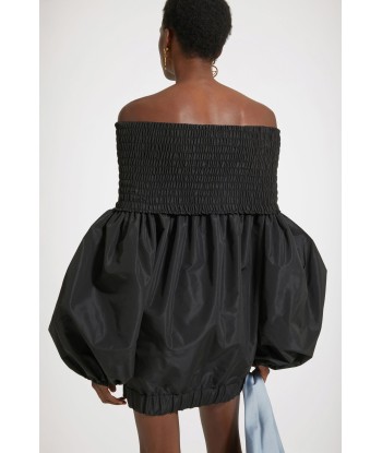 Off-the-shoulder smock mini dress in eco-friendly faille de l' environnement