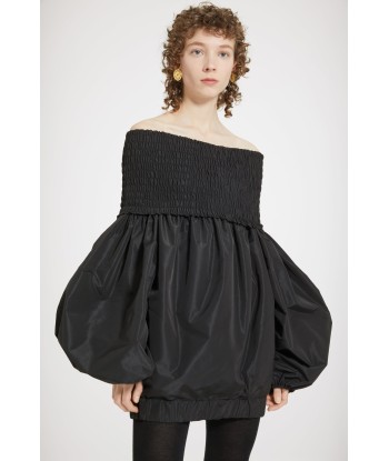 Off-the-shoulder smock mini dress in eco-friendly faille de l' environnement