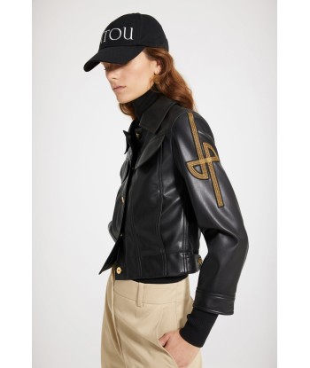 Veste en faux cuir à logo brodé meilleur choix