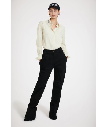 Tailored flared trousers in organic denim destockage