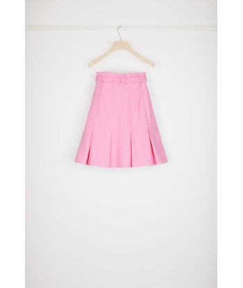 High-waisted pleated skirt in cotton-blend tweed hantent personnes