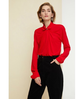 Blouse en jersey à col claudine Fin de série