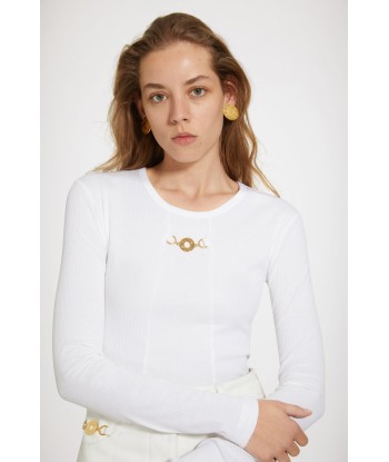 Medallion-embellished top in organic cotton Fin de série