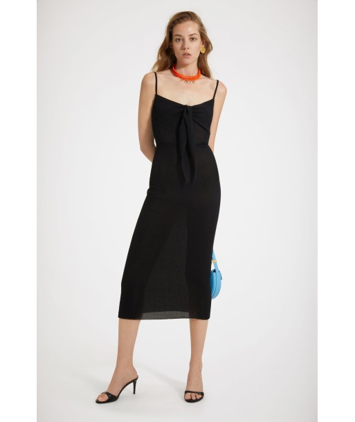 Knot-front slip dress in organic cotton sur le site 