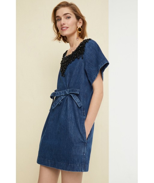 Bow Detail Dress - Indigo Blue Pearls est présent 