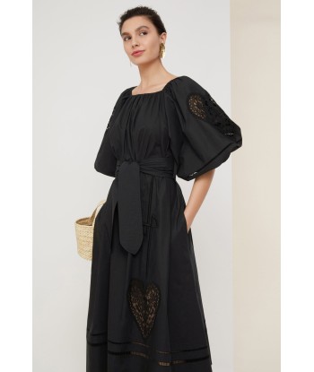 Robe longue en coton à broderie ajourée soldes