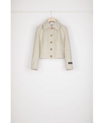 Short tailored jacket in organic cotton jacquard Comparez plus de prix