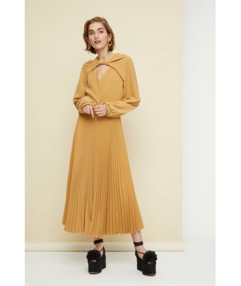 Robe midi plissée à col twist Jusqu'à 80% De Réduction