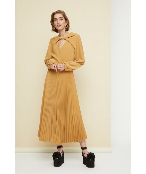 Robe midi plissée à col twist Jusqu'à 80% De Réduction