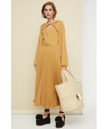 Robe midi plissée à col twist Jusqu'à 80% De Réduction