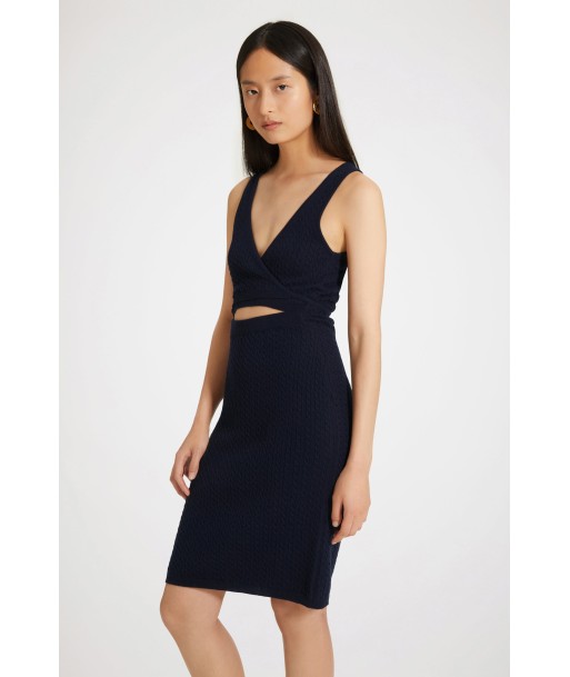 Wrap-front cable knit dress in wool and cashmere l'évolution des habitudes 