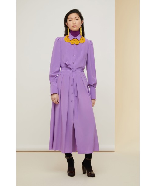 Robe chemise midi plissée en soie Venez découvrir notre 