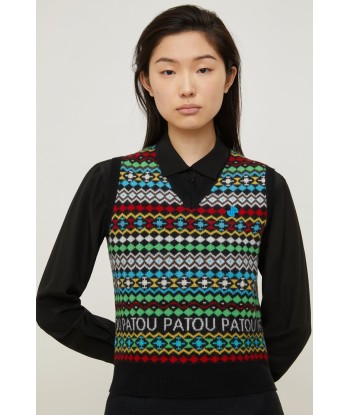 Pull sans manches en jacquard Patou en laine et cachemire Profitez des Offres !