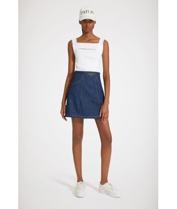 A-line mini skirt in organic denim suggérées chez