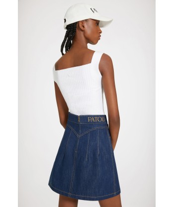 A-line mini skirt in organic denim suggérées chez