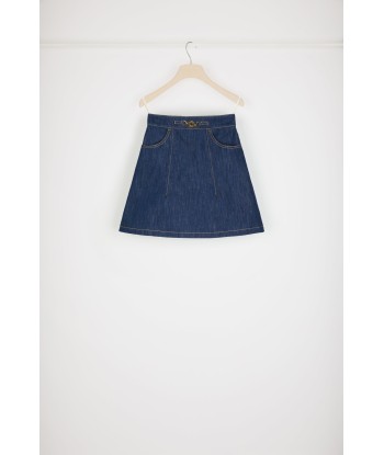 A-line mini skirt in organic denim suggérées chez