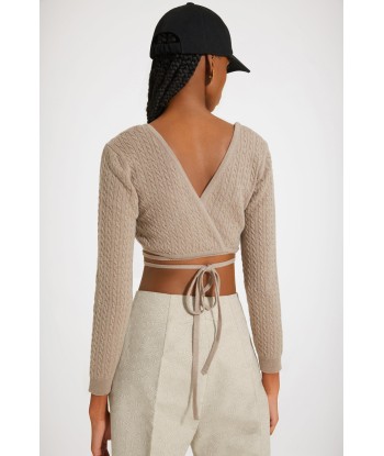 Wrap-back cable knit top in wool and cashmere le des métaux précieux