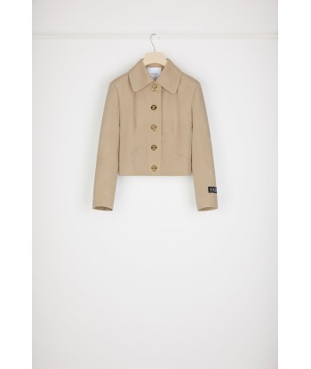 Short tailored jacket in organic cotton gabardine une grave pollution 