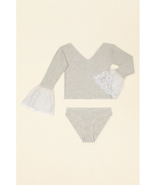 BASERANGE COLLABORATION LACE SET - Grey Paris Déstockage Promo