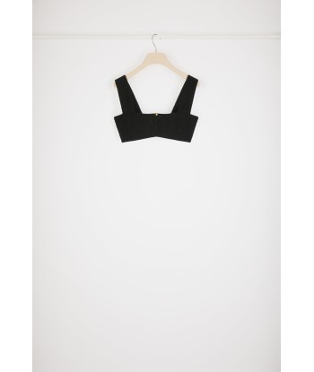 Zip-back bralette in cotton-blend tweed pas cher chine