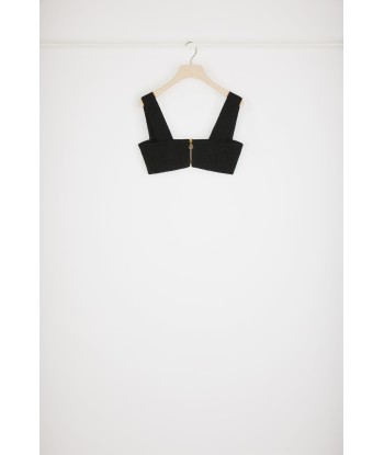 Zip-back bralette in cotton-blend tweed pas cher chine