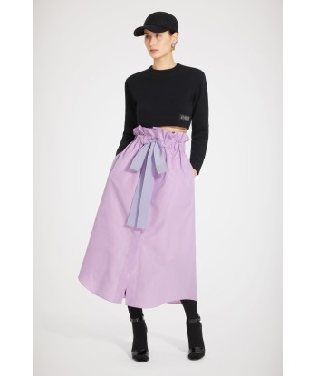 Drawstring grosgrain skirt in recycled faille les ctes