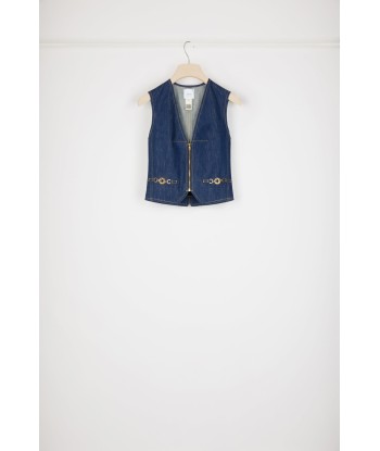 Gilet zippé en denim bio solde