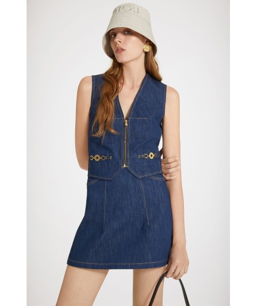 Zip-front waistcoat in organic cotton denim Economisez 