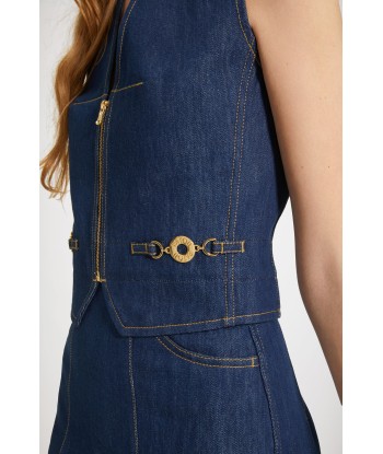 Zip-front waistcoat in organic cotton denim Economisez 