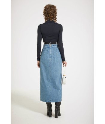 Jupe midi fendue en denim bio de technologie