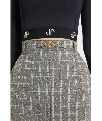 Jupe midi fendue en jacquard de coton outlet