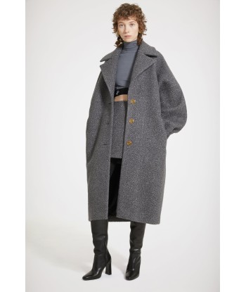 Manteau cocon en laine bouclée mélangée français