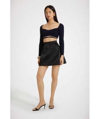 Wrap-back cable knit top in wool and cashmere suggérées chez