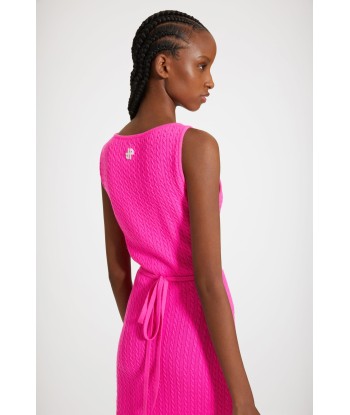 Wrap-front cable knit dress in wool and cashmere en ligne