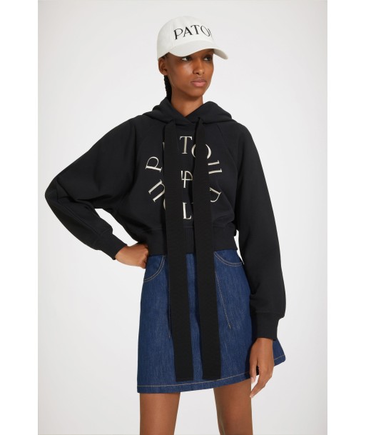 Medallion logo cropped hoodie in organic cotton suggérées chez