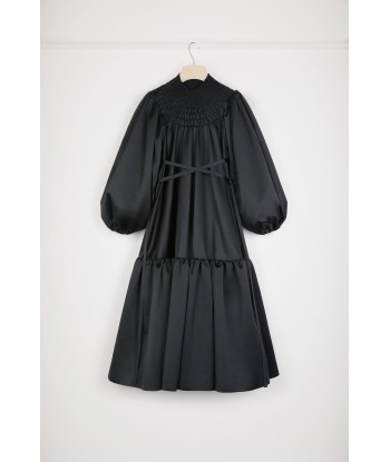 Robe longue à col smocké en satin éco-responsable Pour