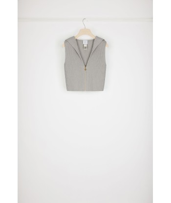 Zip-front rib knit vest in organic cotton and wool s'inspire de l'anatomie humaine