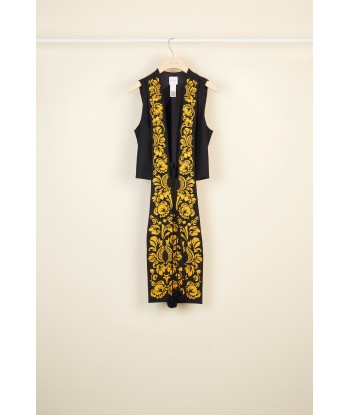 Embroidered lapel velvet gilet soldes