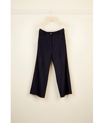 Chalk stripe wool straight leg trousers solde