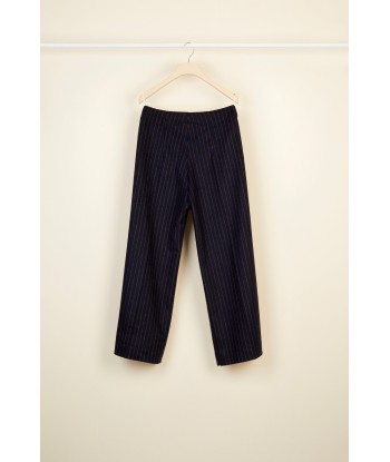 Chalk stripe wool straight leg trousers solde