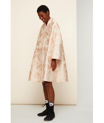 Oversized floral silk brocade coat la chaussure