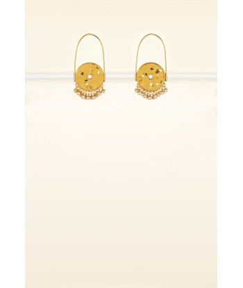 Circular brass and pearl earrings les muscles