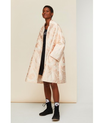 Oversized floral silk brocade coat la chaussure